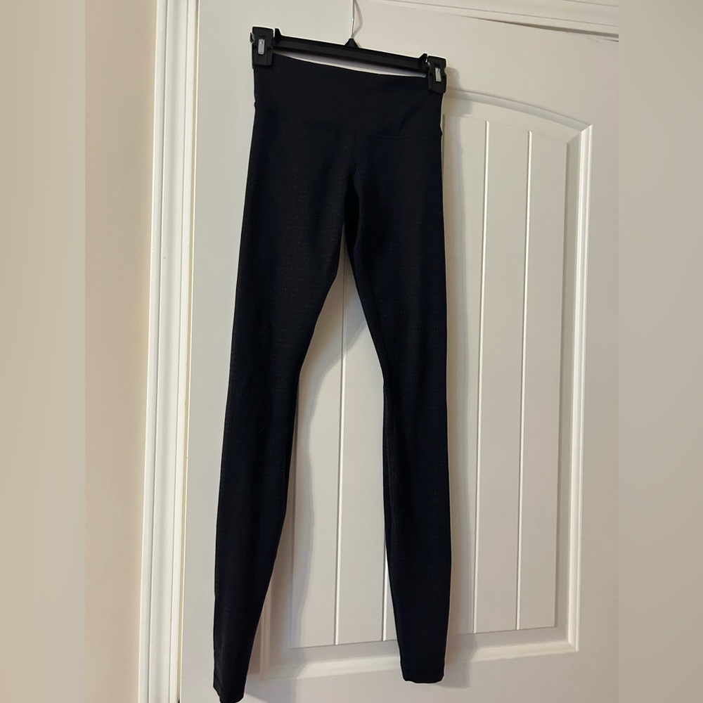 Purple and black low rise leggings
